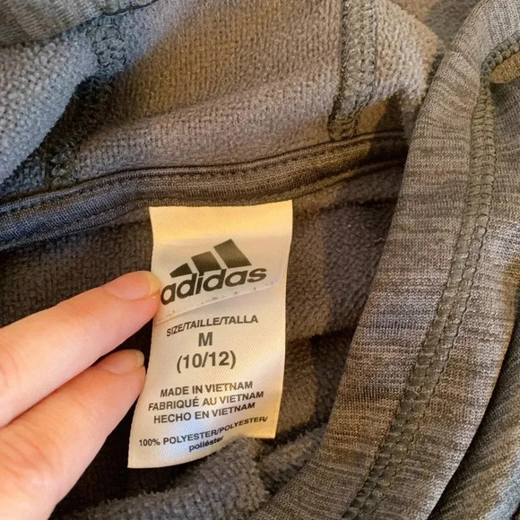 Adidas Boys Size 10 12 Gray Grey Pullover Hoodie Hooded Sweatshirt Play Clothes - Picture 5 of 5